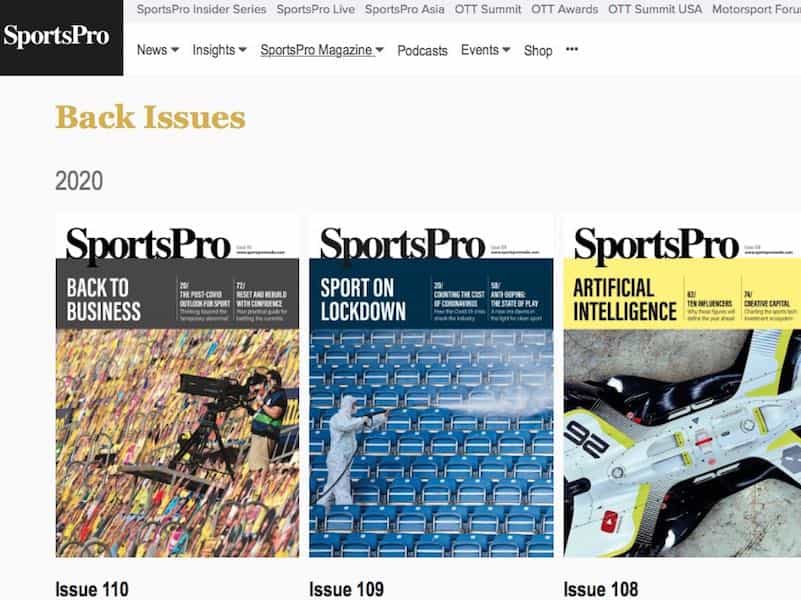 SportsPro Reports, trimestrale da scaricare: Covid-19 e il futuro della produzione di contenuti sportivi 